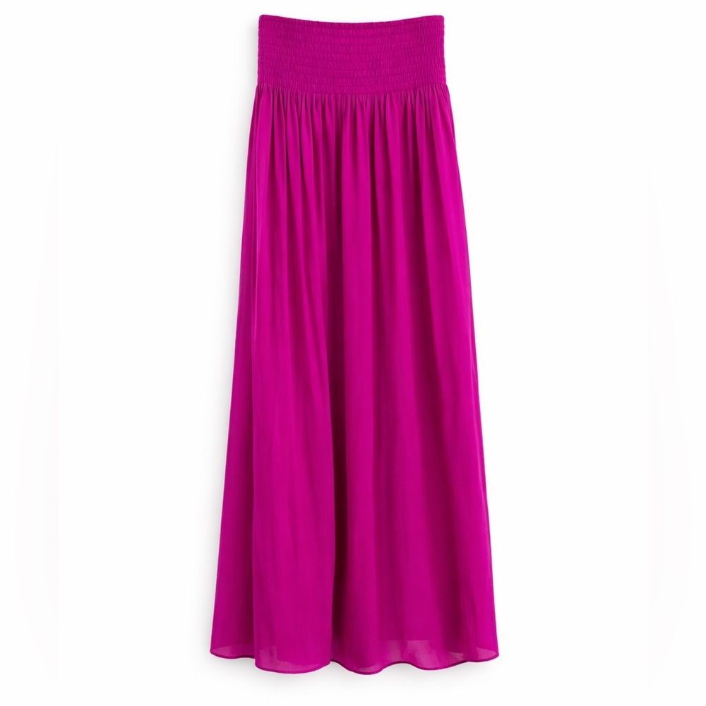 Lilly Pulitzer Bohdi Maxi Skirt Berry Sangria Pink XS Smocked Waist 41”